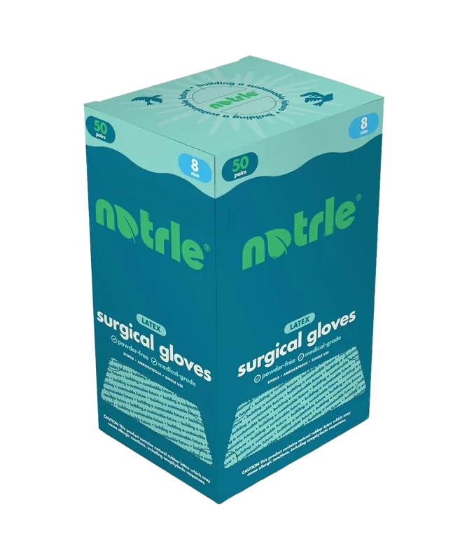 Natrle sterile latex surgical gloves box, chemo rated to ASTM D6978 with AQL 0.65