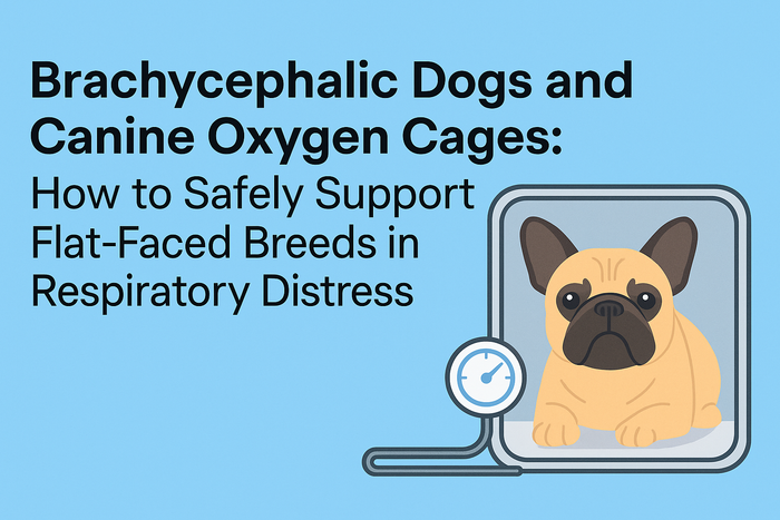 A Brachycephalic pug awaiting oxygen