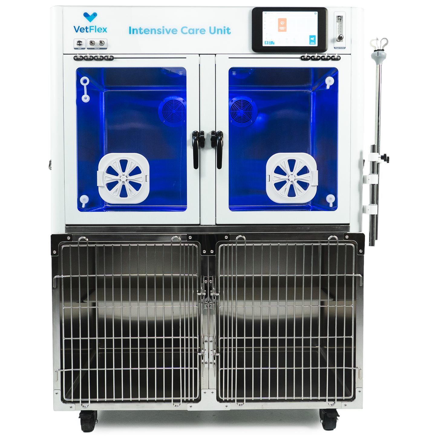 VetFlex ICU Hybrid Oxygen Cage – Single-Chamber, Soda Lime-Free, Smart O₂/CO₂ Control