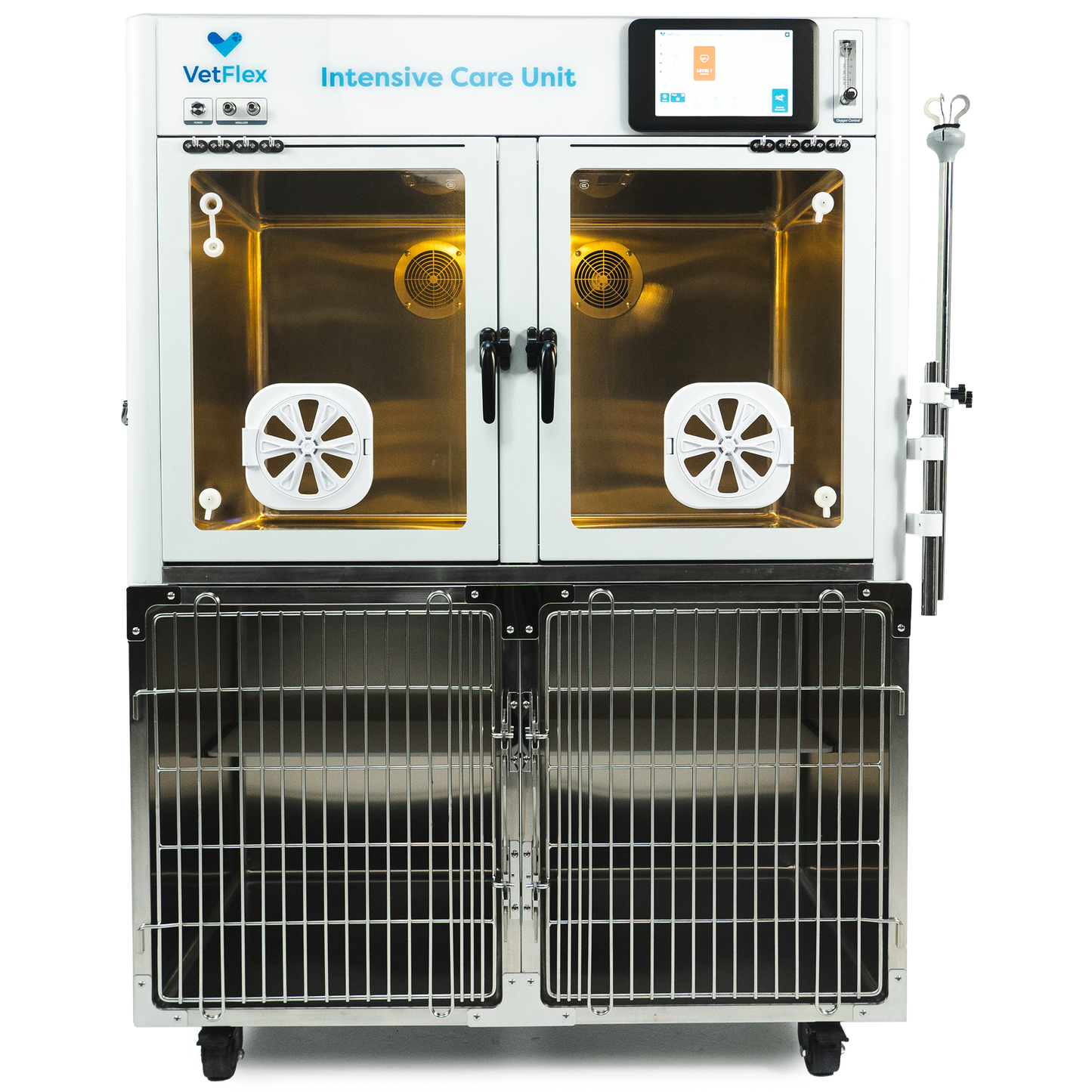 VetFlex ICU Hybrid Oxygen Cage – Single-Chamber, Soda Lime-Free, Smart O₂/CO₂ Control