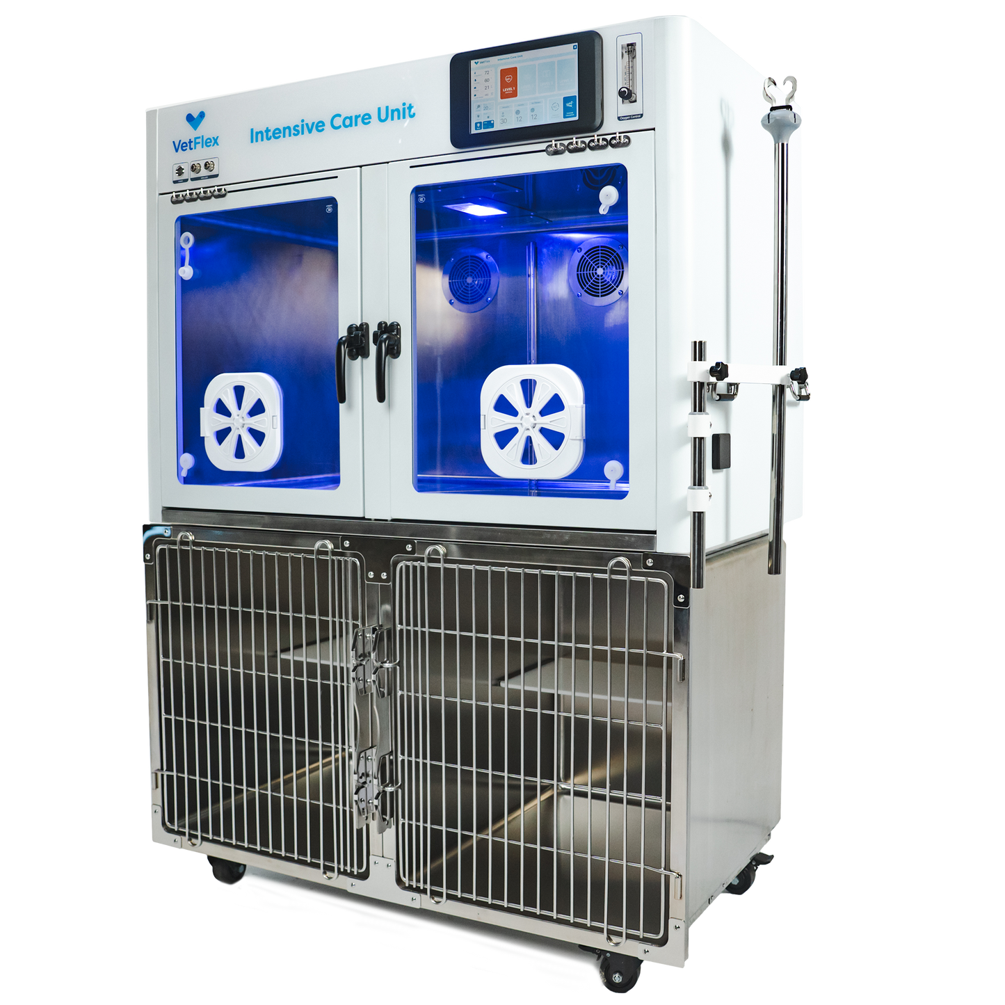 VetFlex ICU Hybrid Oxygen Cage – Single-Chamber, Soda Lime-Free, Smart O₂/CO₂ Control