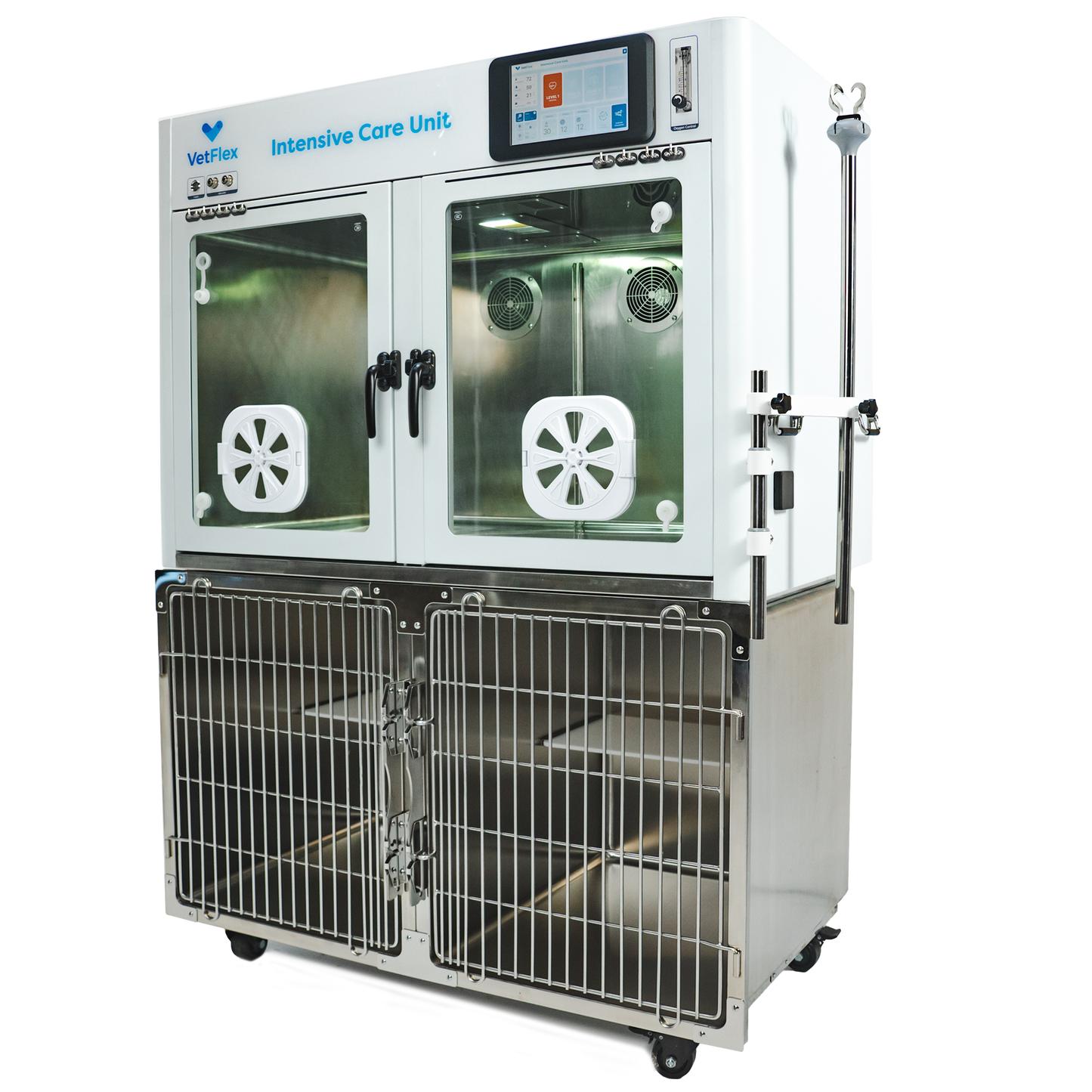 VetFlex ICU Hybrid Oxygen Cage – Single-Chamber, Soda Lime-Free, Smart O₂/CO₂ Control