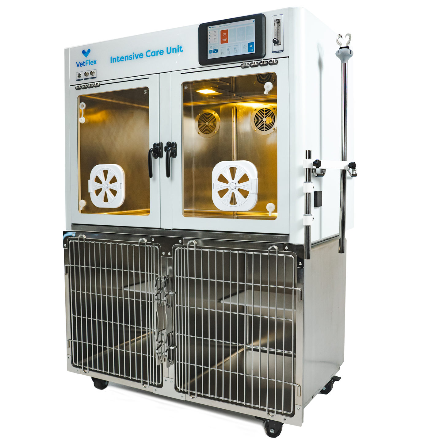 VetFlex ICU Hybrid Oxygen Cage – Single-Chamber, Soda Lime-Free, Smart O₂/CO₂ Control